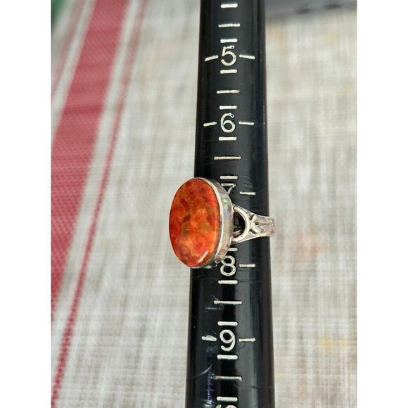 Sterling Silver 925 Reddish Color Stone Ring - Picture 7 of 7